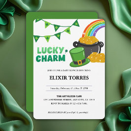 Lucky Charm Shamrock St. Patrick Day Baby Shower Inbjudningar