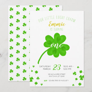 Lucky Charm Shamrock St. Patricks Day Birthday Inbjudningar
