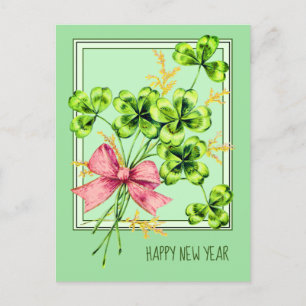 Lucky Charm Shamrocks Vintage Cute Gott nytt år Helg Vykort