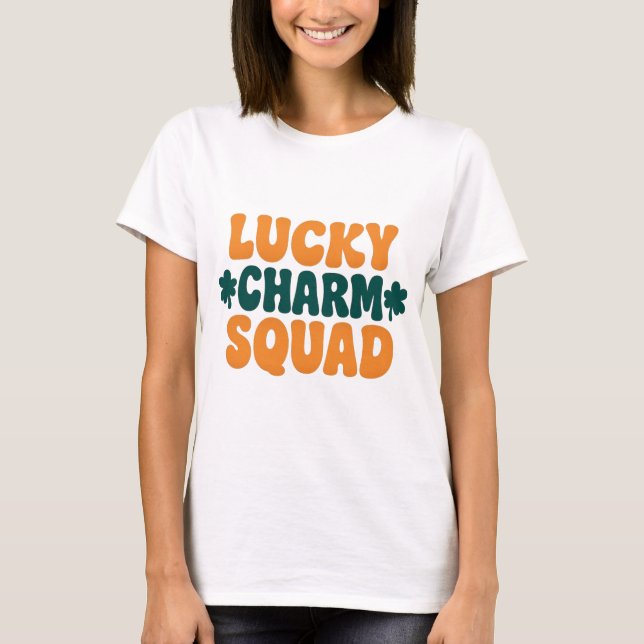 Lucky Charm Squad Glowing St. Patrick's Day T Shirt (Framsida)