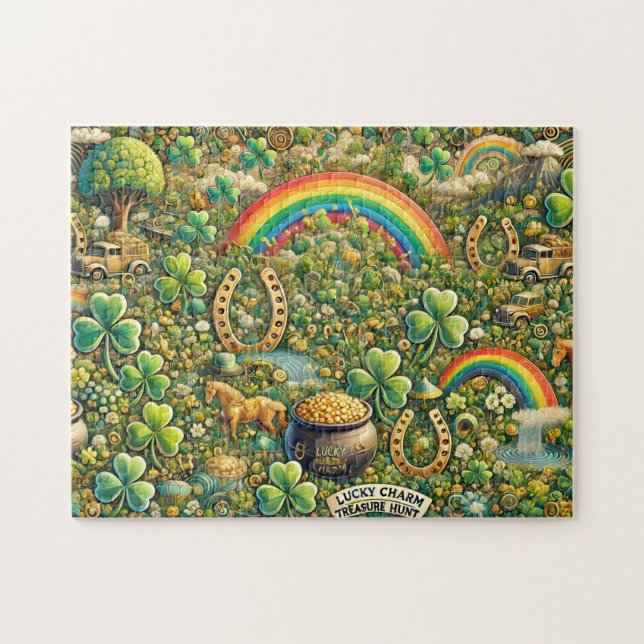 Lucky Charm Treasure Hunt, Hidden Shamrocks Pussel (Horisontell)