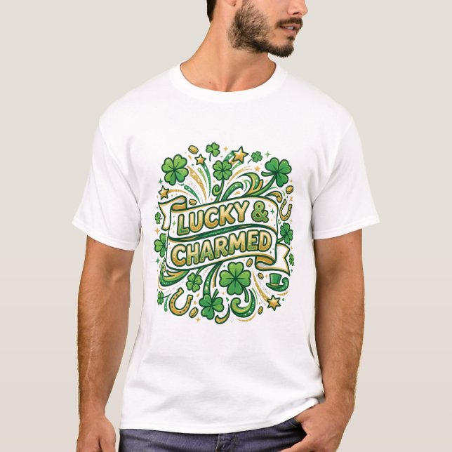 Lucky & Charmed St. Patrick’s Day Shirt T (Framsida)