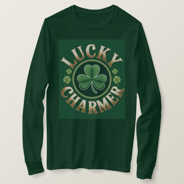 Lucky Charmer Basic Långärmad T-Shirt (Design framsida)
