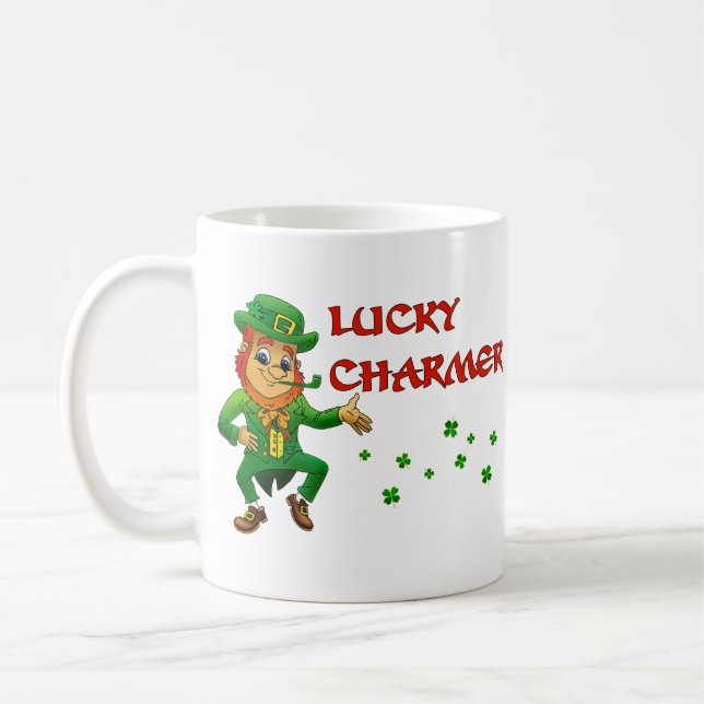 Lucky Charmer Rolig St. Patrick's Day Kaffemugg (Vänster)