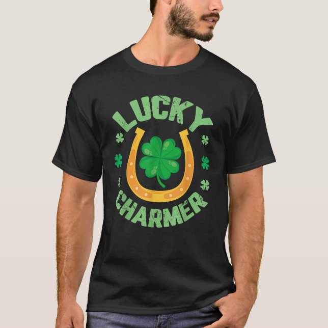 LUCKY CHARMER Shirt Boys Kids Girl Funny St Patric T Shirt (Framsida)