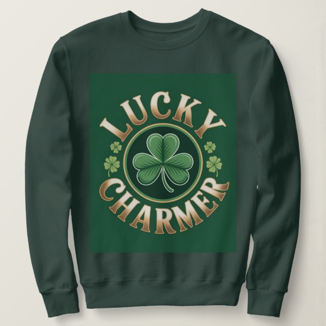 Lucky Charmer Women's Forest Green Sweatshirt T Shirt (Design framsida)