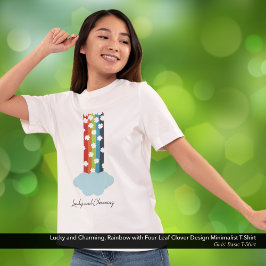 Lucky & Charming Rainbow 4-Löv Klöver minimalist T Shirt
