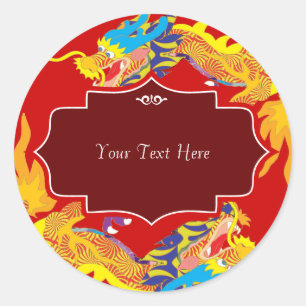 Lucky Chinese Dragon Runt Klistermärke