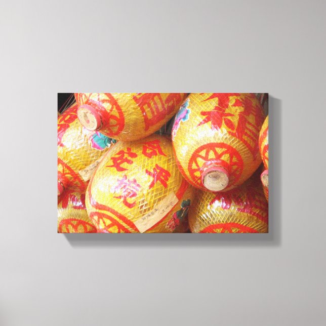 Lucky Chinese Pappra Lanterns Canvastryck (Framsida)