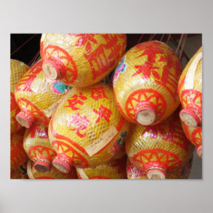 Lucky Chinese Pappra Lanterns Poster