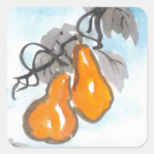 Lucky Chinese Wu Lou Gourds Stickers Fyrkantigt Klistermärke