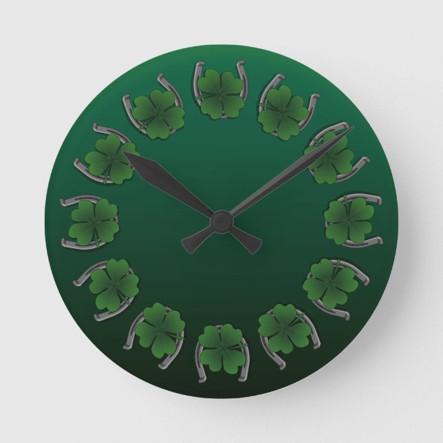 Lucky Clock St. Patrick's Lucky Charm Wall Clock Rund Klocka (Framsida)