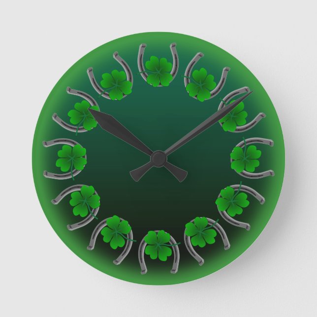 Lucky Clock St. Patrick's Lucky Charm Wall Clock Rund Klocka (Framsida)