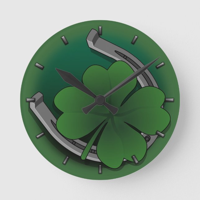 Lucky Clock St. Patrick's Lucky Charm Wall Clock Rund Klocka (Framsida)