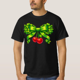 Lucky Clover Bow with Cherries Green Design T Shirt