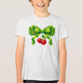 Lucky Clover Bow with Cherries Green Design T Shirt