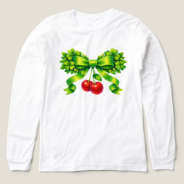 Lucky Clover Bow with Cherries Green Design T Shirt