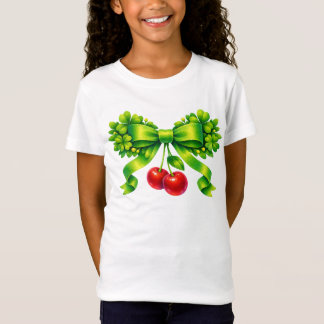 Lucky Clover Bow with Cherries Green Design T Shirt