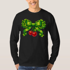 Lucky Clover Bow with Cherries Green Design T Shirt