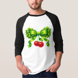 Lucky Clover Bow with Cherries Green Design T Shirt