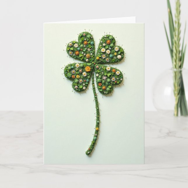 Lucky Clover Floral Pattern Card Kort (Framsida)