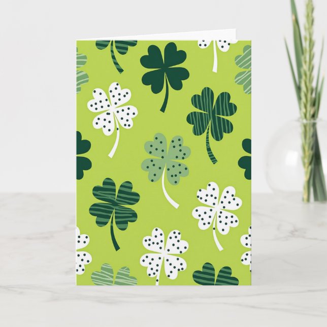 Lucky Clover Pattern Greats Card Kort (Framsida)