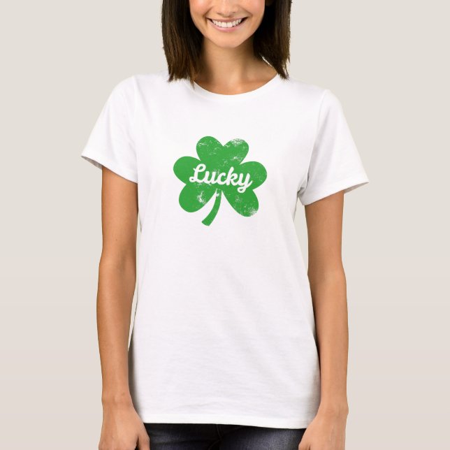 Lucky Clover St Patrick's Day T Shirt (Framsida)
