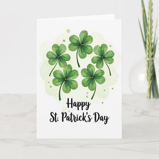 Lucky Clovers St Patricks Day Card Kort (Framsida)