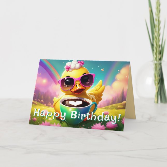 Lucky Coffee Grattis på födelsedagen Ducky Card Helgkort (Framsida)