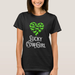 Lucky CowGirl Horse Girl St Paddy Grönt Hear T Shirt