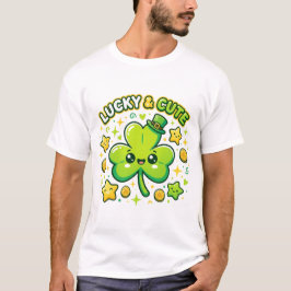Lucky & Cute Shamrock Kawaii Design T Shirt
