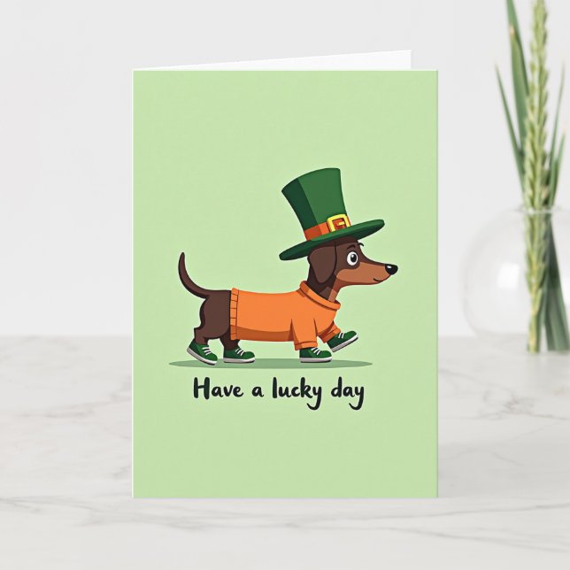 Lucky Dachshund Day Card Kort (Framsida)