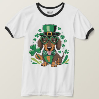 Lucky Dachshund St patrick's day Shamrock Hund Kär T Shirt