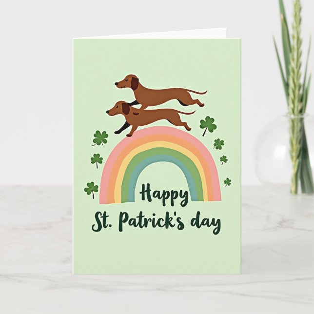 Lucky Dachshunds Rainbow Card Kort (Framsida)