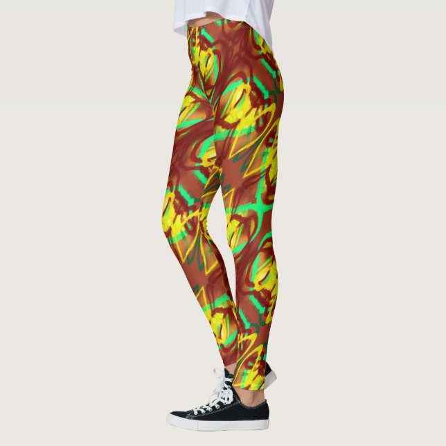 Lucky dam art design Brunt citronäpple grönt Leggings (Vänster)