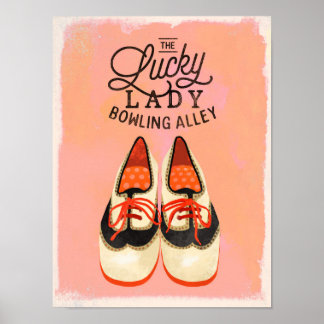 "Lucky Dam Bowling Alley" Coola Retro Art Poster