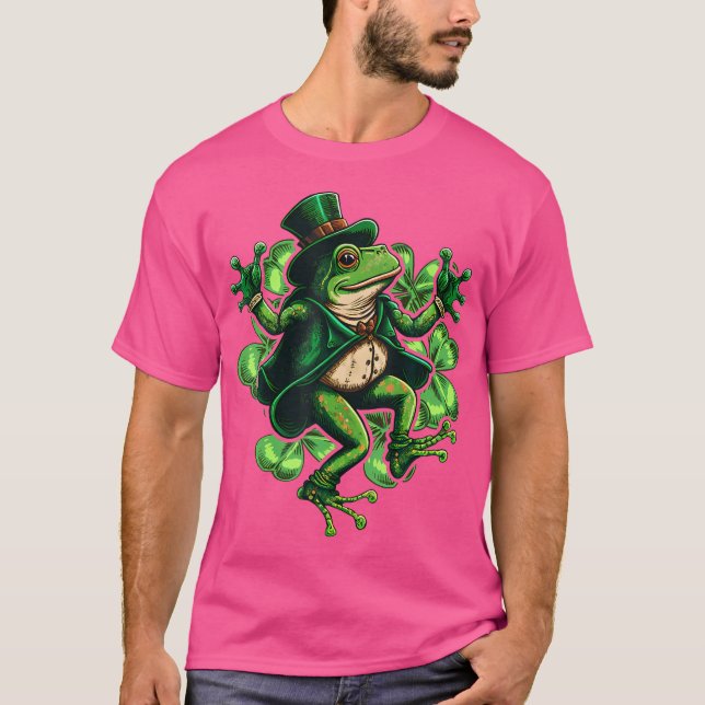Lucky Dancing St patrick's day Shamrock Leprechaun T Shirt (Framsida)