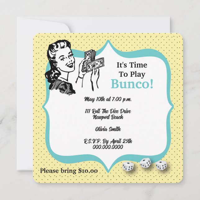 Lucky Dice Player Bunco Party Inbjudningar (Framsida)