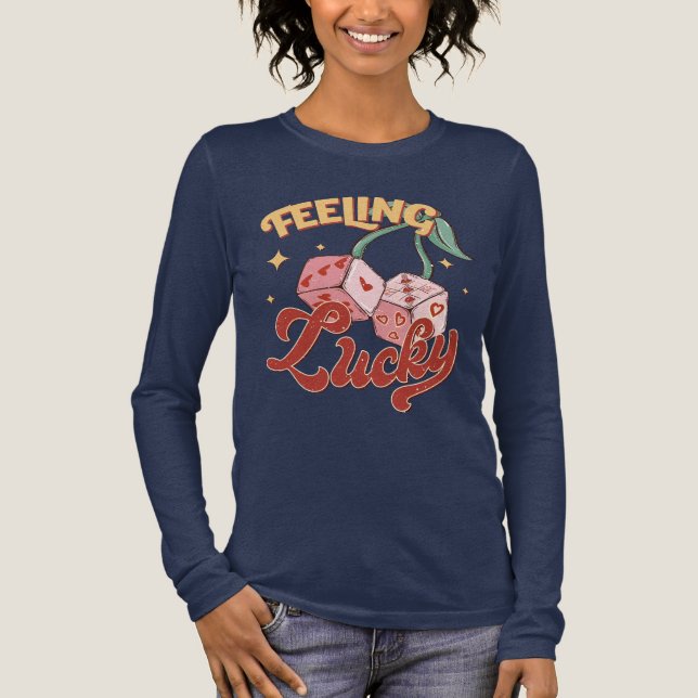 Lucky Dice Retro Typography T Shirt (Framsida)