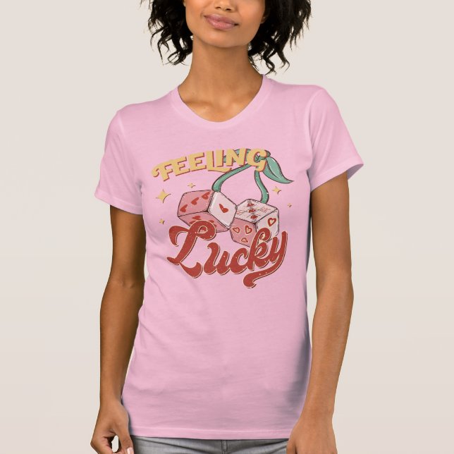 Lucky Dice Retro Typography T Shirt (Framsida)