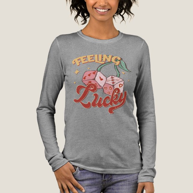 Lucky Dice Retro Typography T Shirt (Framsida)