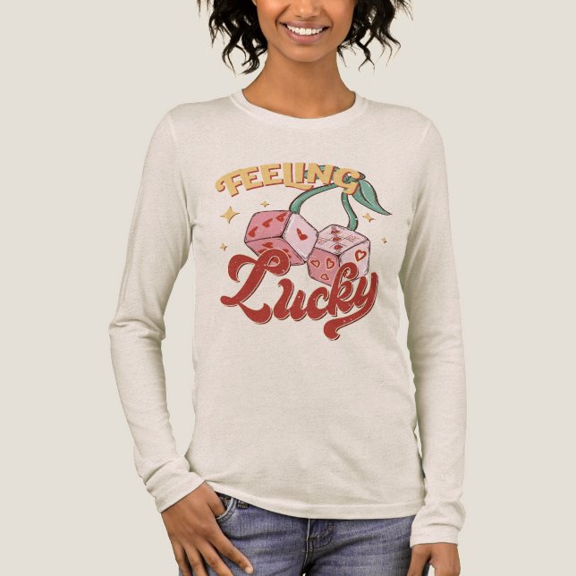 Lucky Dice Retro Typography T Shirt (Framsida)