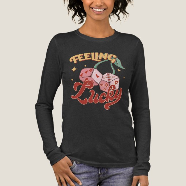Lucky Dice Retro Typography T Shirt (Framsida)