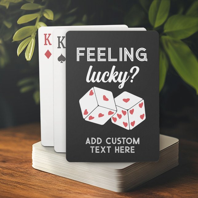 Lucky - Dice with Hearts - Anpassningsbar Text Casinokort (Personalized playing cards)