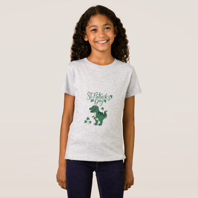 Lucky Dino - St. Patrick's Day T Shirt (Hel framsida)