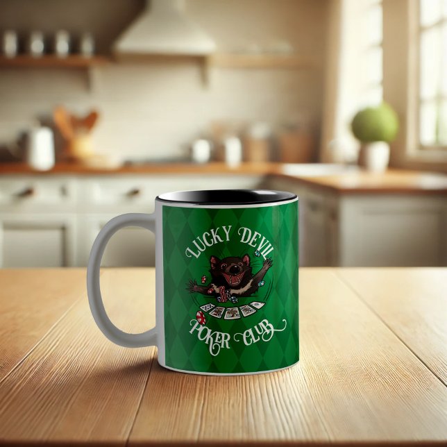 Lucky Djävulen Poker Klubb Funny Tasmanian Djävule Två-Tonad Mugg (Skapare uppladdad)