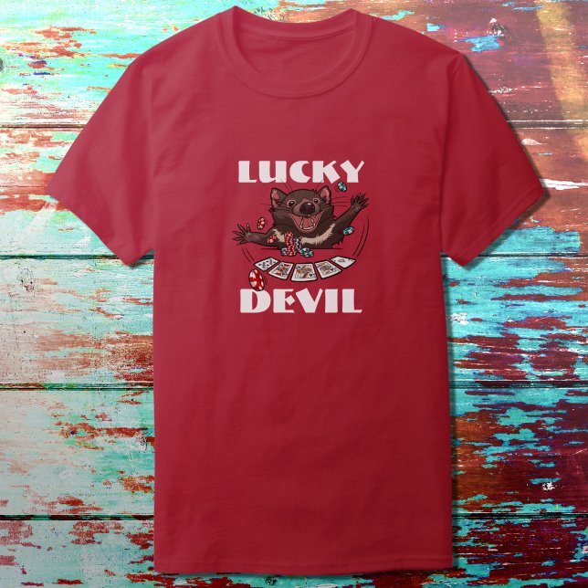Lucky Djävulen Tasmanian Djävulen Poker Player Tec T-shirt (Skapare uppladdad)