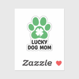 Lucky Dog Mom Green Shamrock Paw Print St Patrick  Klistermärken