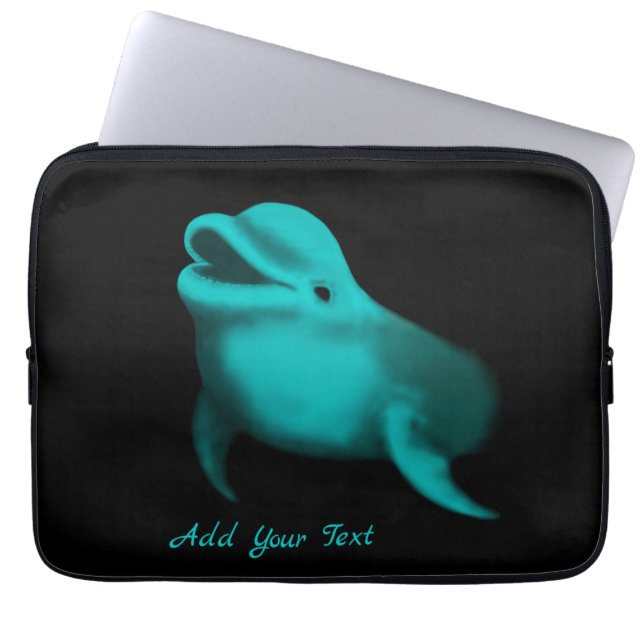 Lucky Dolphin - lägg till din text Laptop Fodral (Framsidan)
