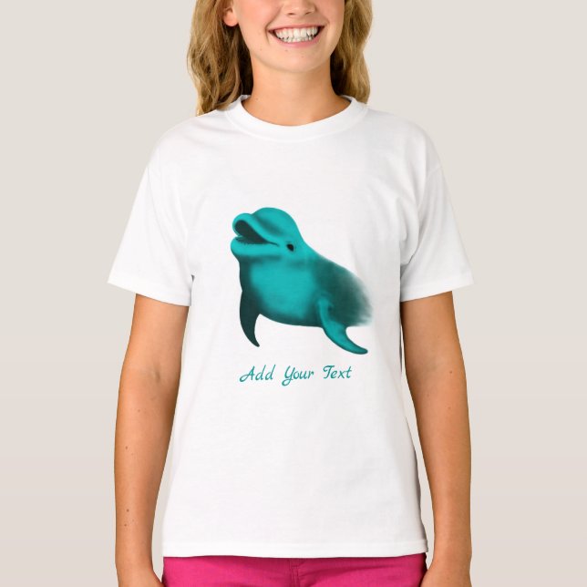 Lucky Dolphin - lägg till din text T Shirt (Framsida)
